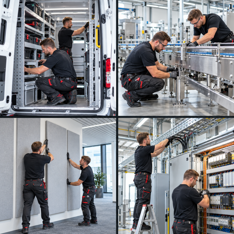 Monteure bei Fahrzeugmontage, Industriemontage, Innenausbau und Elektromontage