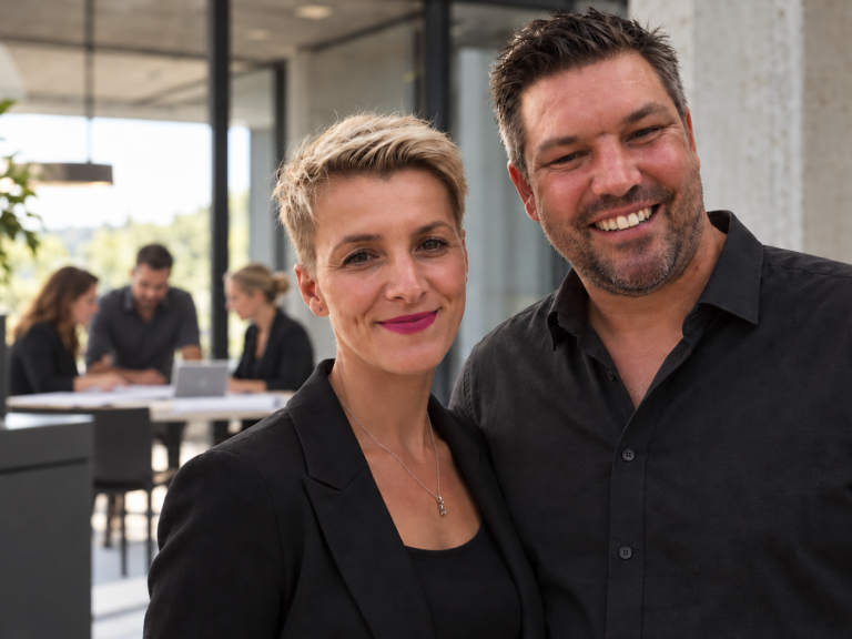 Roger und Zuzana Hofmann mit dem HOFMANN-Team im Hintergrund